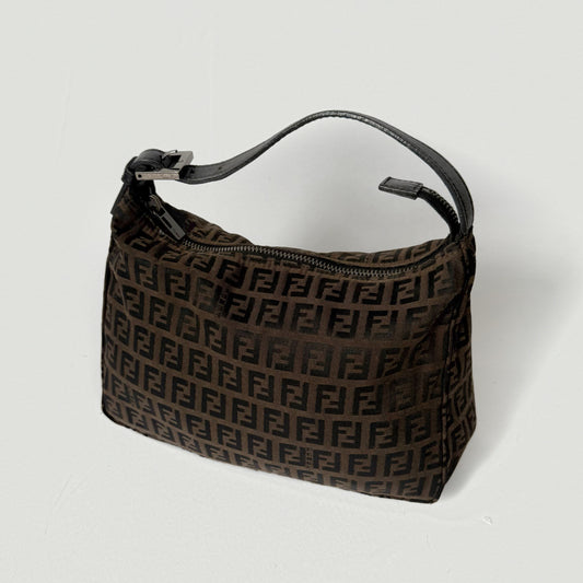 Fendi Brown Zucchino Nylon Mini Hand Bag