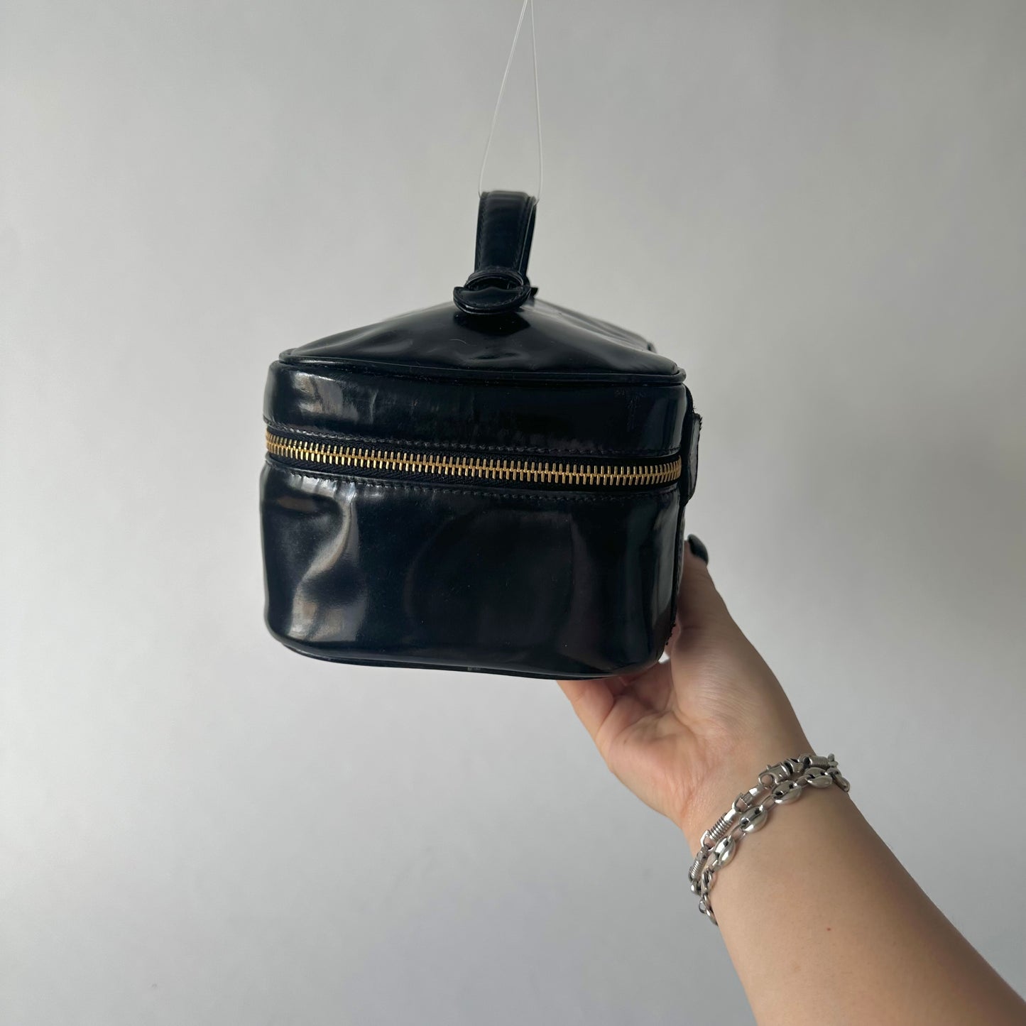 Chanel Black Patent Leather Vanity Bag
