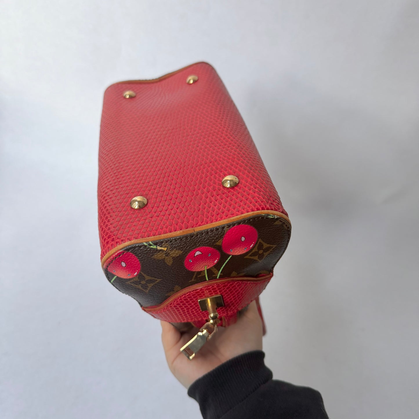 RARE Louis Vuitton Lizard Brown & Red Monogram Murakami Cherry Neo Deauville