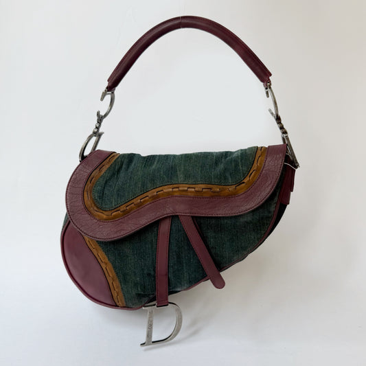 RARE Christian Dior Denim Gaucho Jumbo Saddle Bag