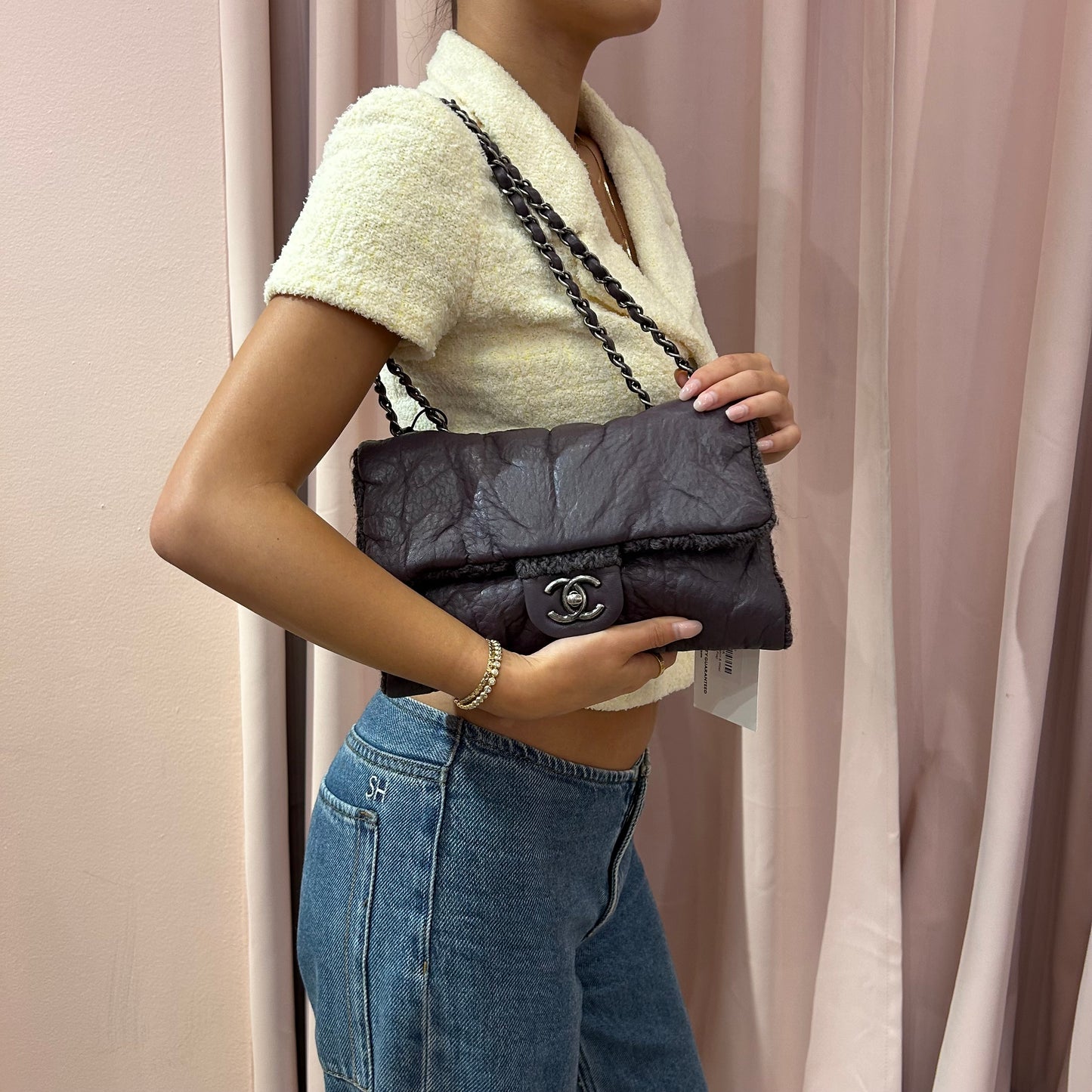 Chanel 2013 Purple Lambskin & Wool Knit Paris-Edinburgh Flap