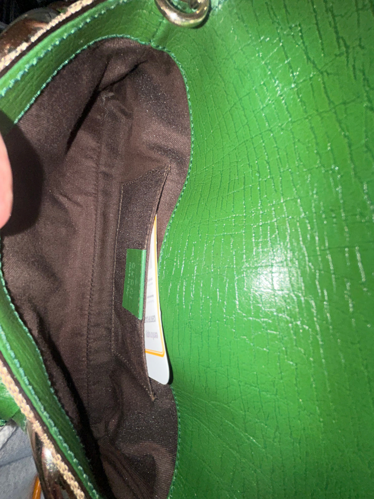 Gucci Brown & Green Canvas Monogram Web Horsebit Mini Pochette