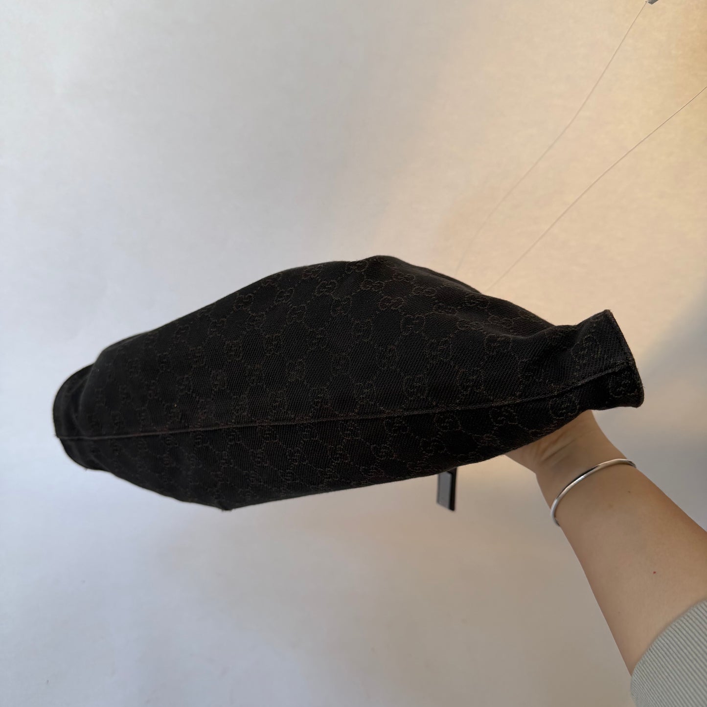 Gucci Brown Canvas Monogram Scrunch Hobo