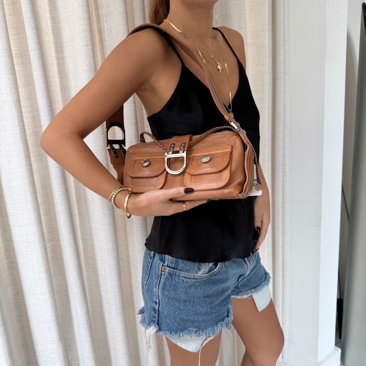 Christian Dior Brown Leather Shoulder Bag