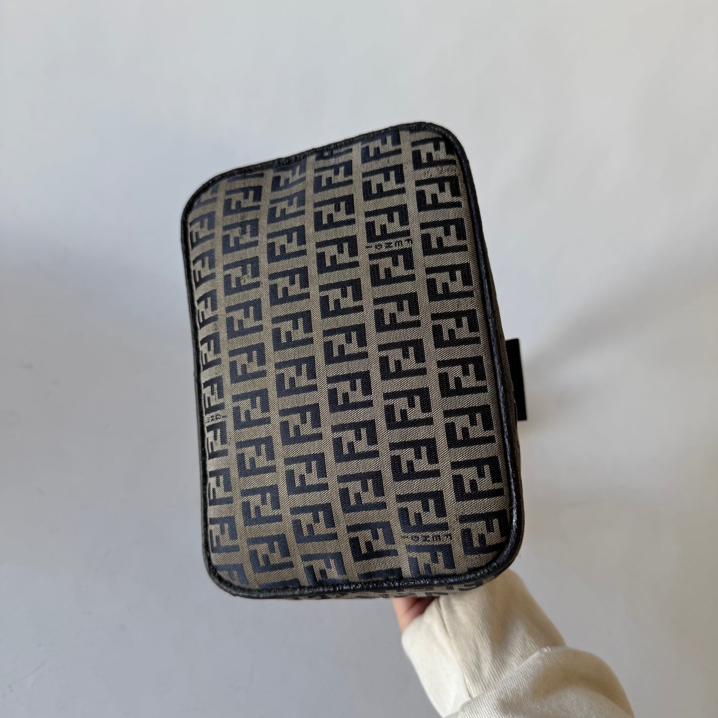 Fendi Navy Canvas Zucchino Bucket Baguette Bag