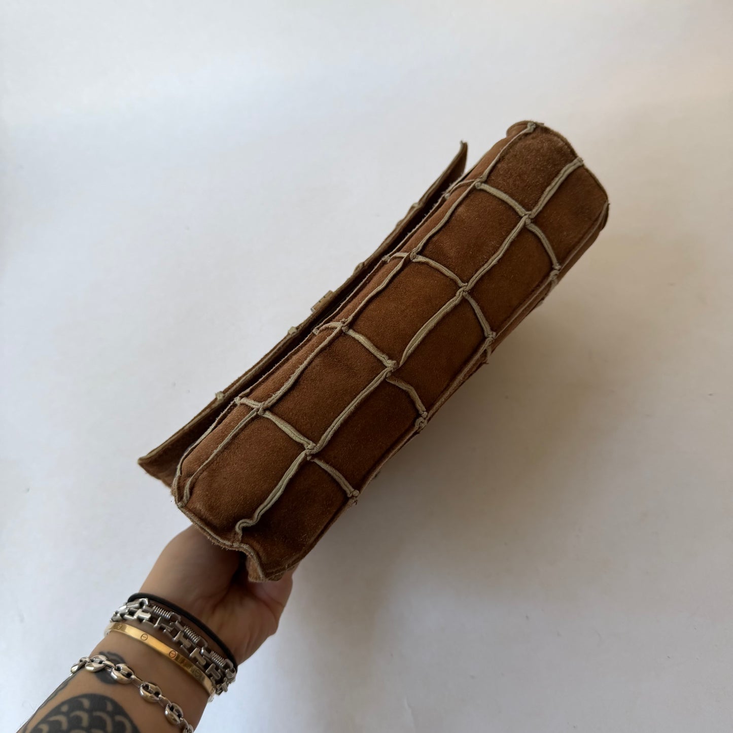 Chanel Brown 2.55 Suede Chocolate Bar Flap