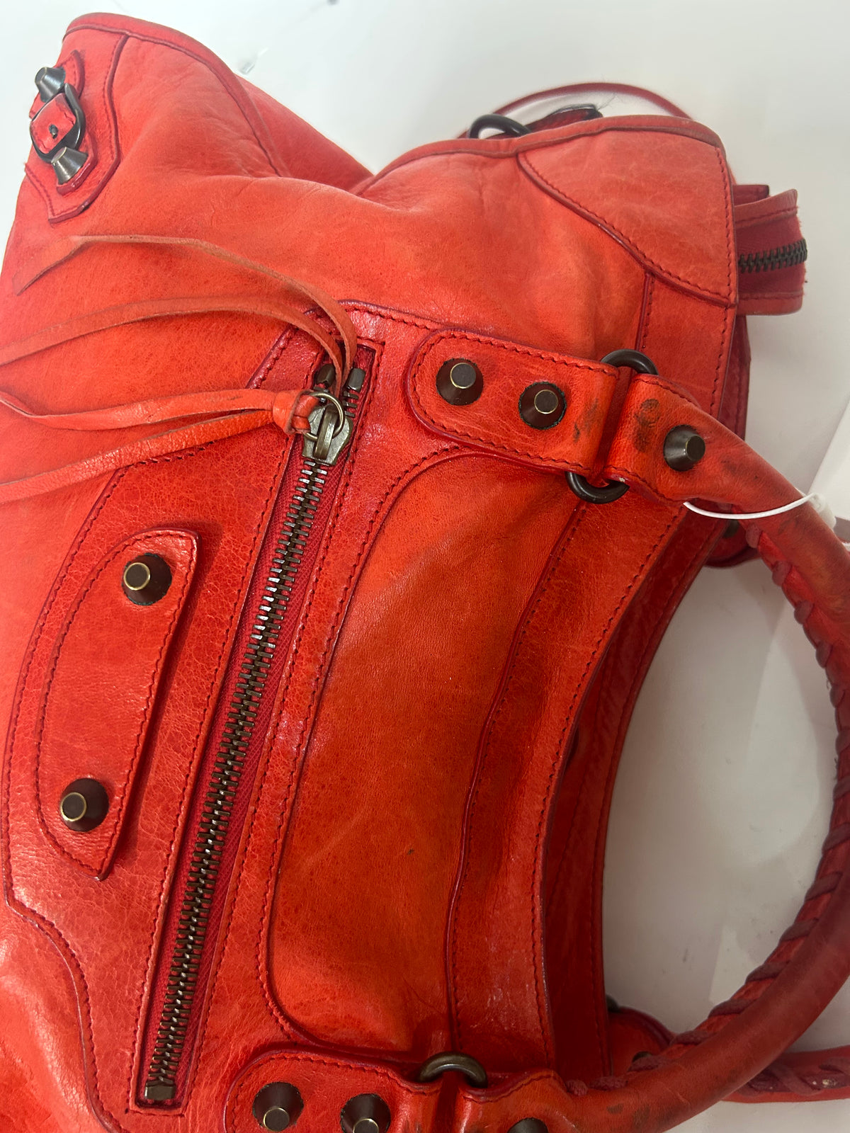 Balenciaga Fire Red City Bag w/ Bronze Hardware