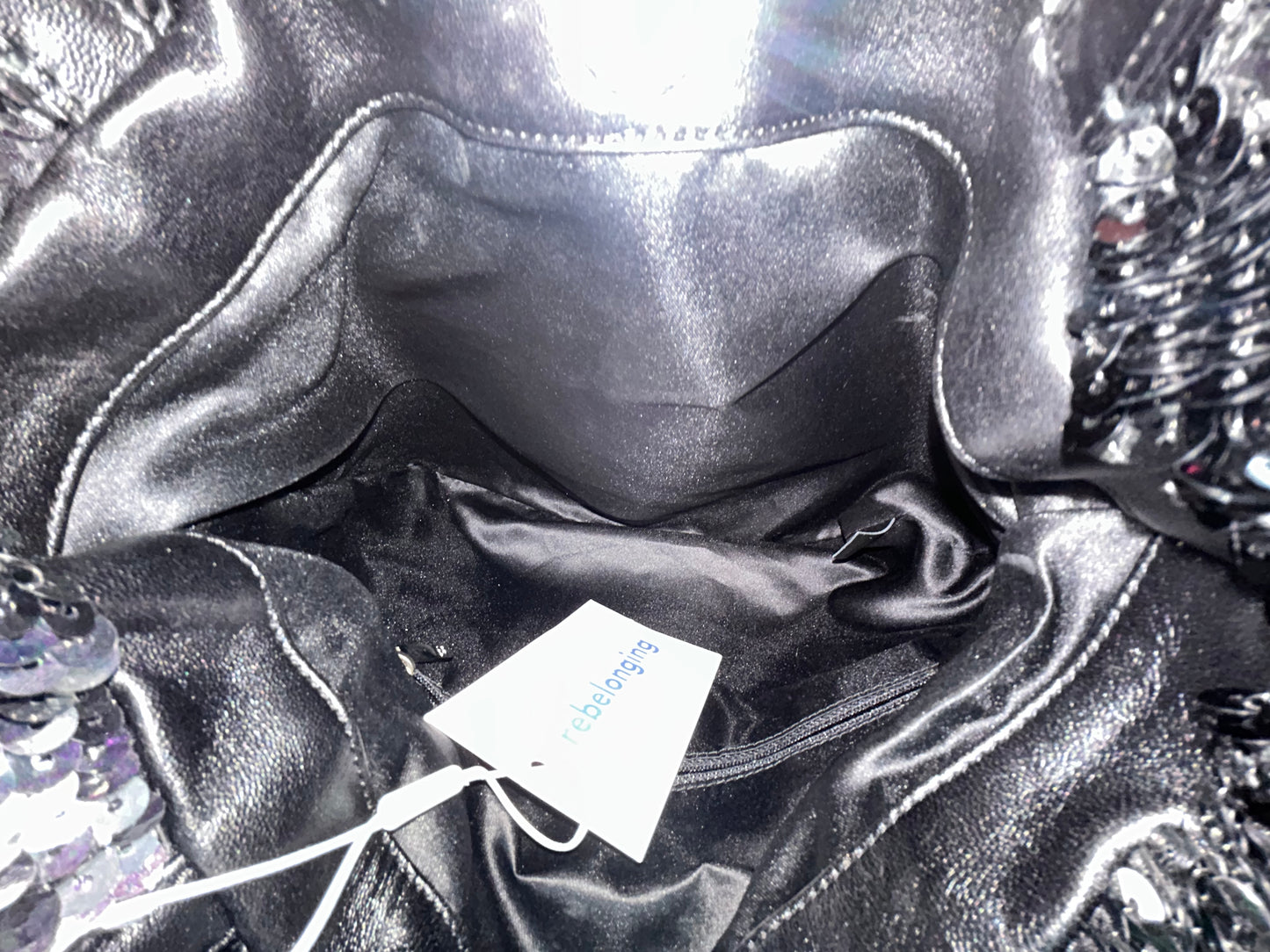 Chanel Black & Silver Sequin Chain Tote Bag