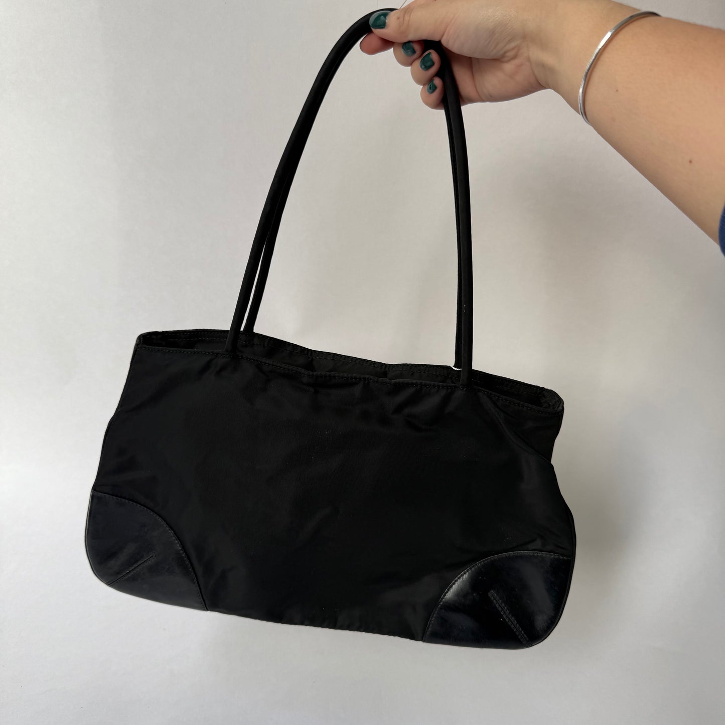 Prada Black Nylon & Leather Shoulder Bag