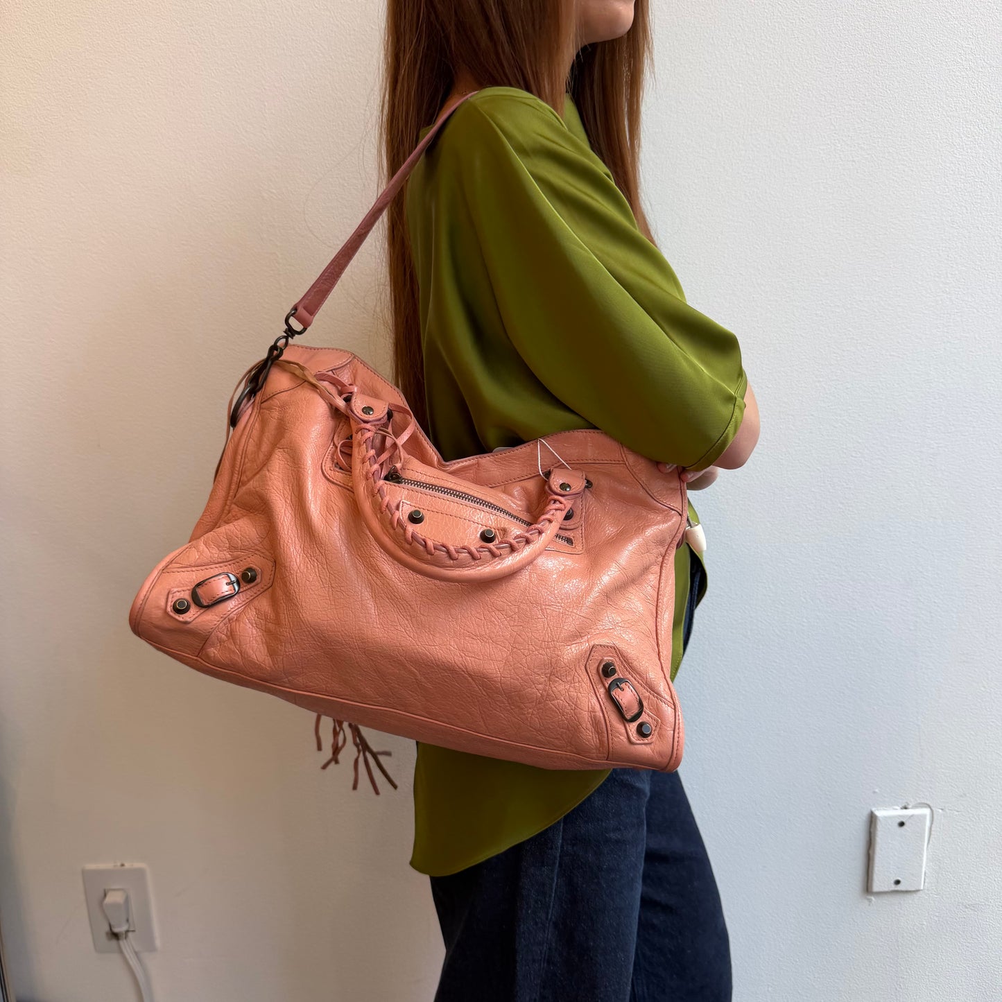 Balenciaga Pink Leather 2 Way City Bag