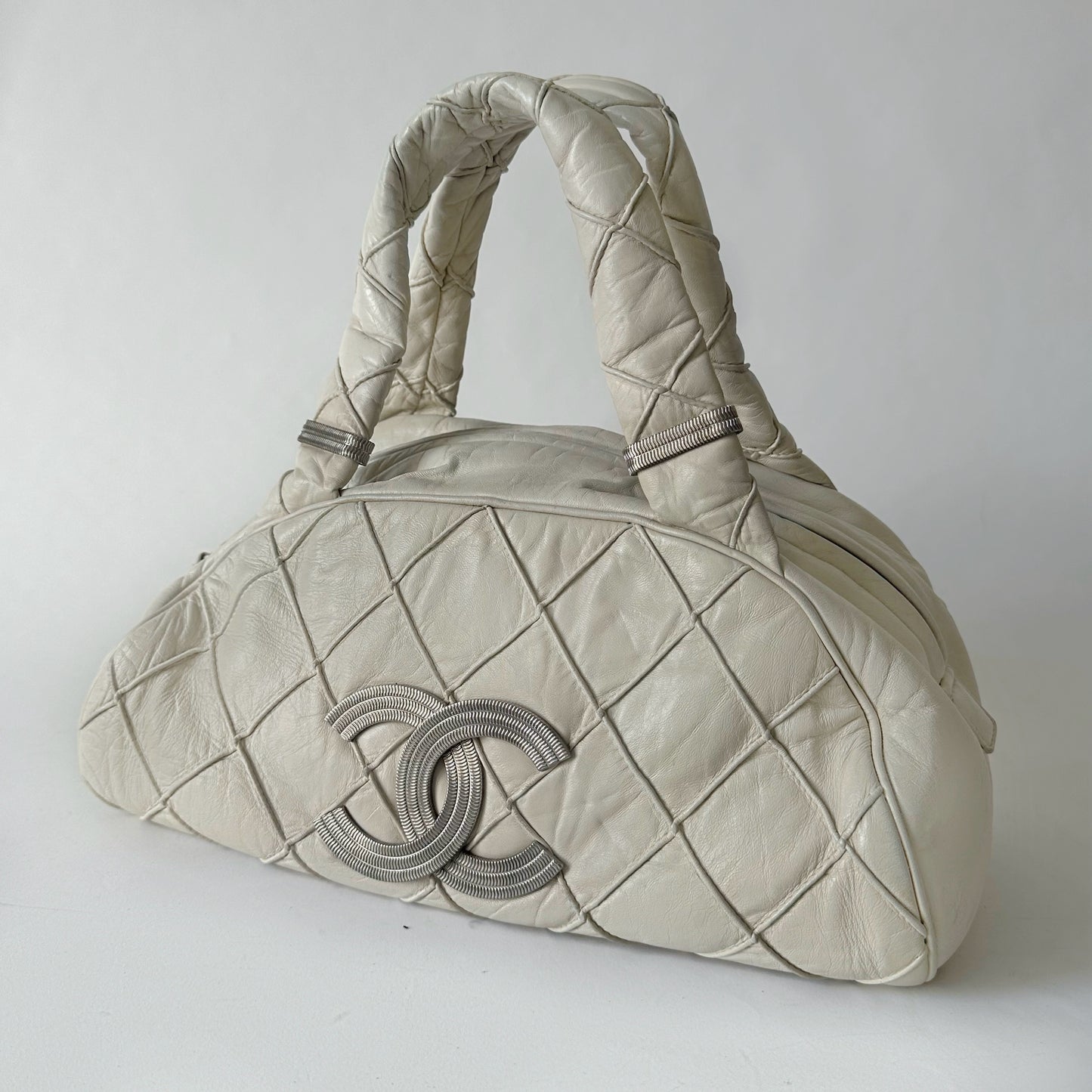 Chanel Cream Le Marias Bowler Quilted Puffer Bag