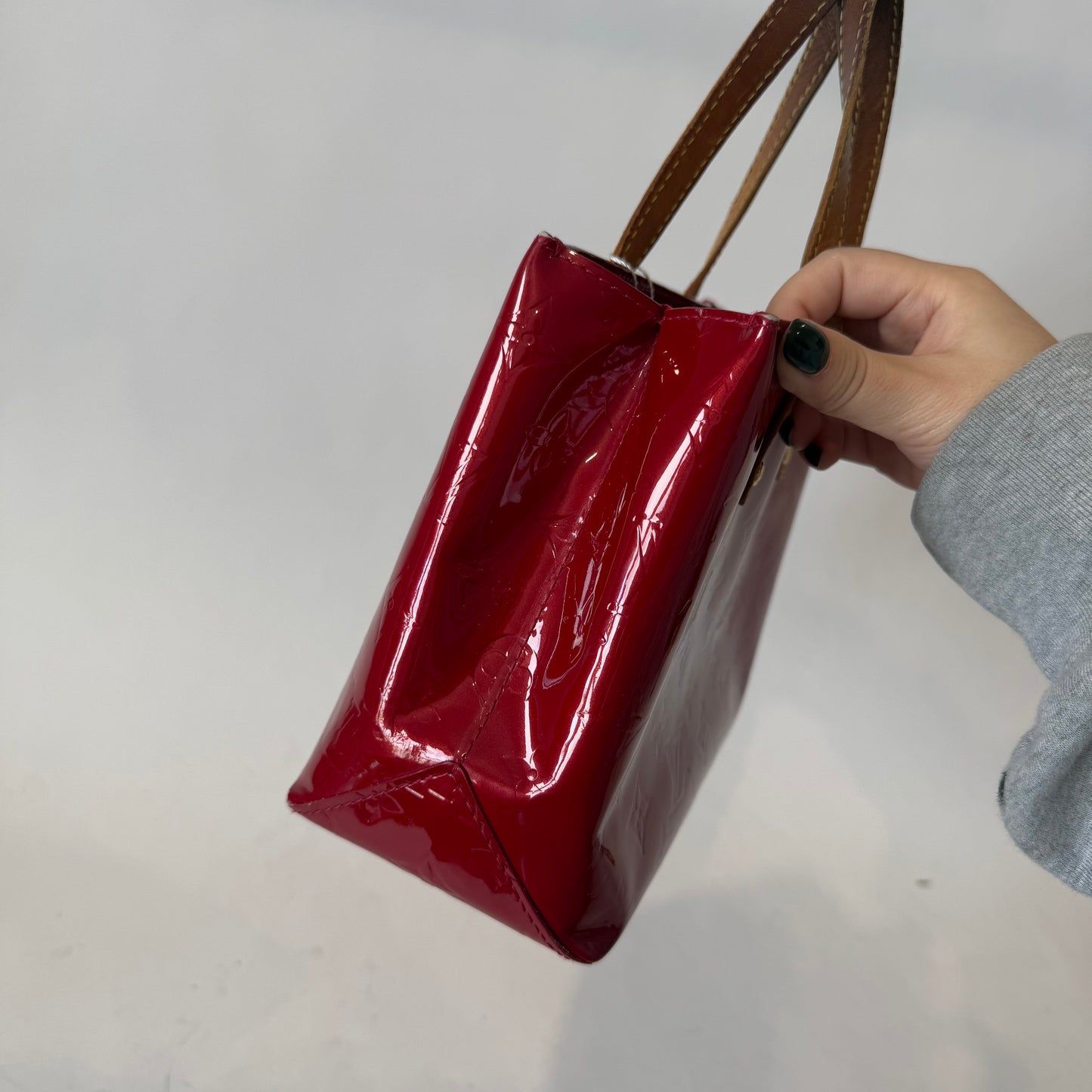 Louis Vuitton Red Vernis Patent Leather Reade PM Mini Tote Bag