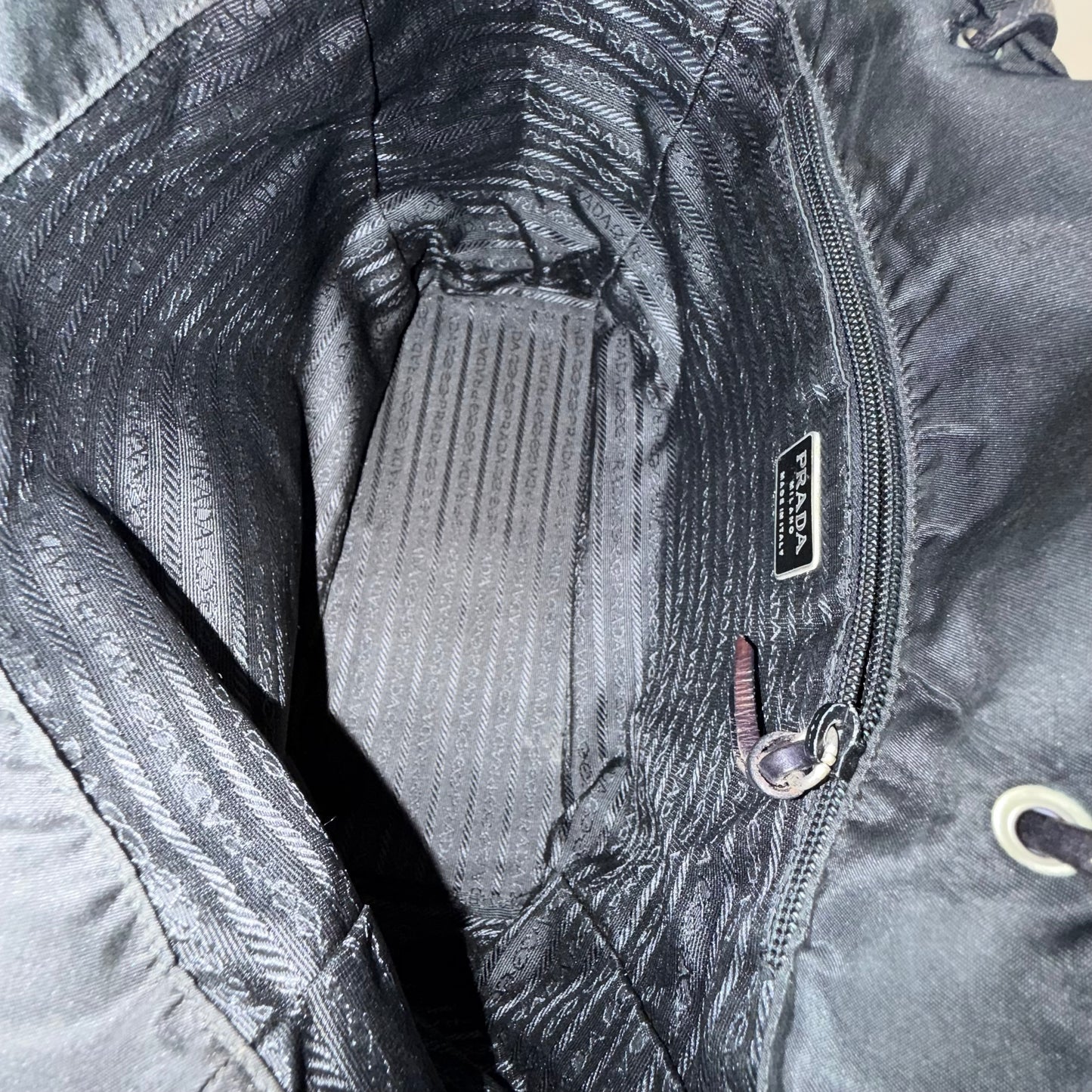 Prada Black Nylon Metal Handle Tote Bag