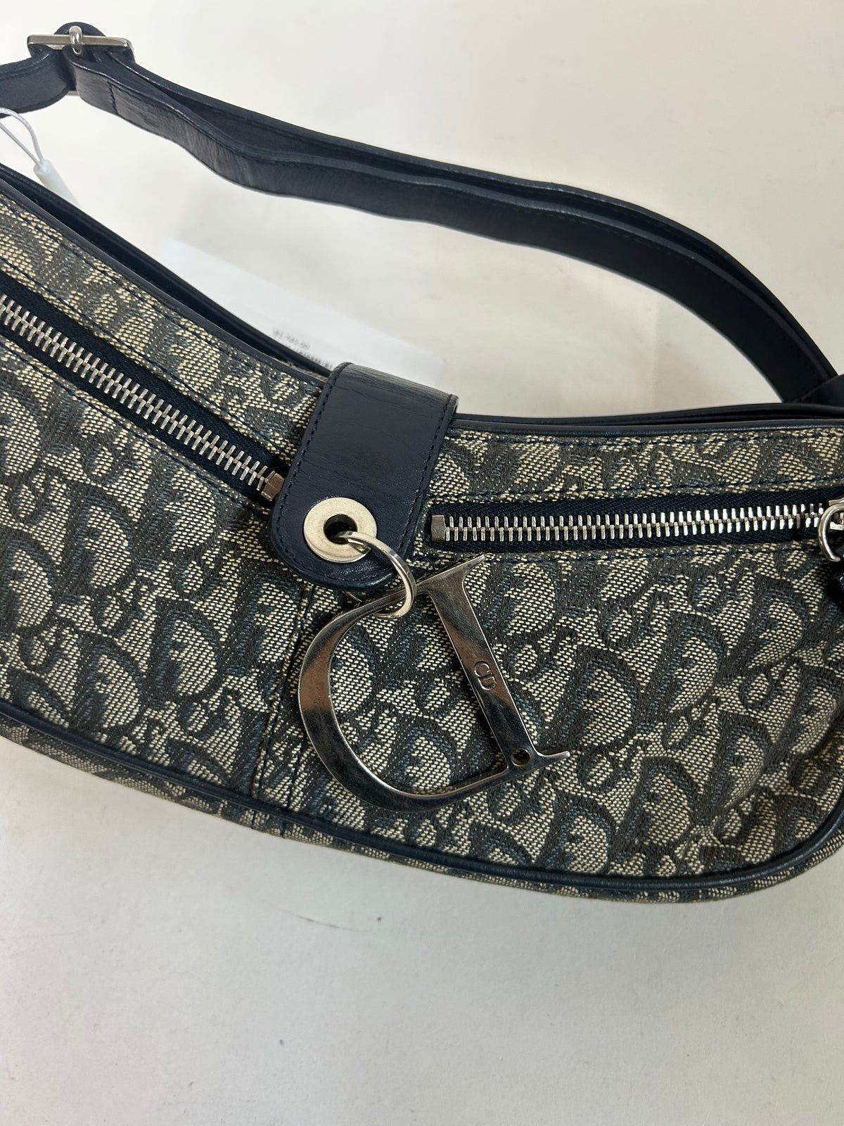 Christian Dior Blue Trotter Monogram Charms Shoulder Bag