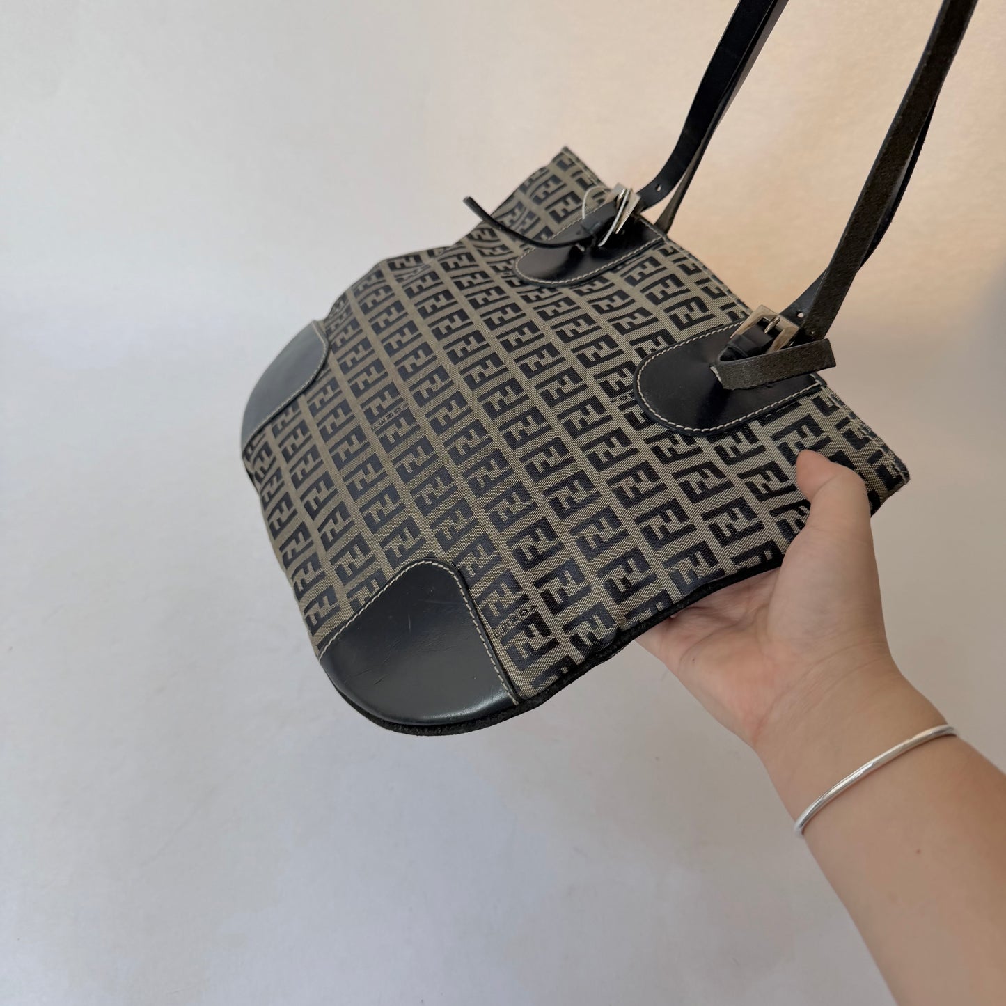 Fendi Navy Zucchino Monogram Canvas Tote Bag