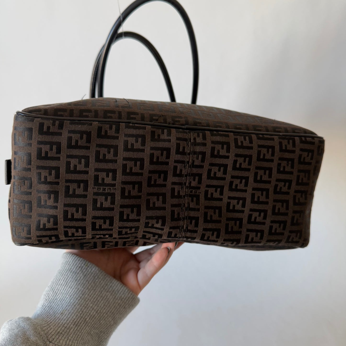 Fendi Brown Zucchino Square Shoulder Bag