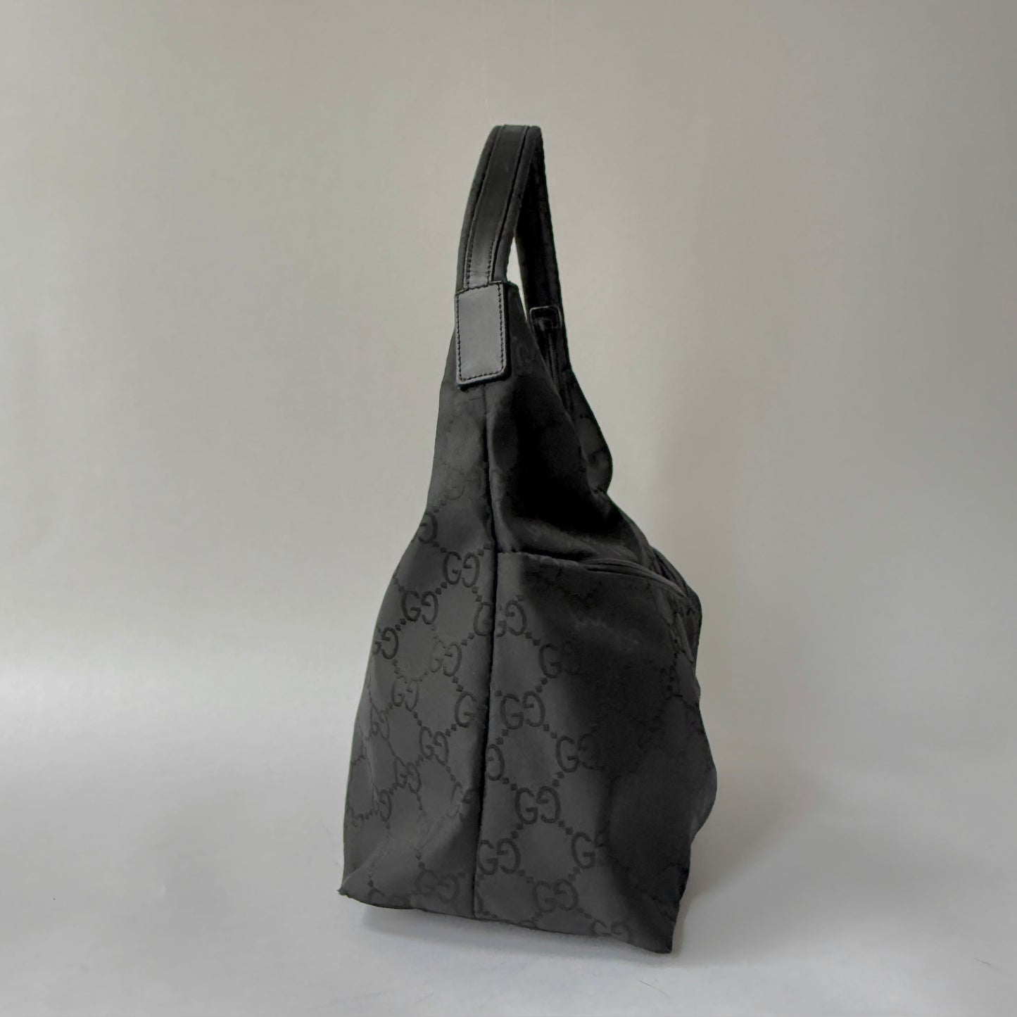 Gucci Black Canvas Monogram Double Pocket Shoulder Bag