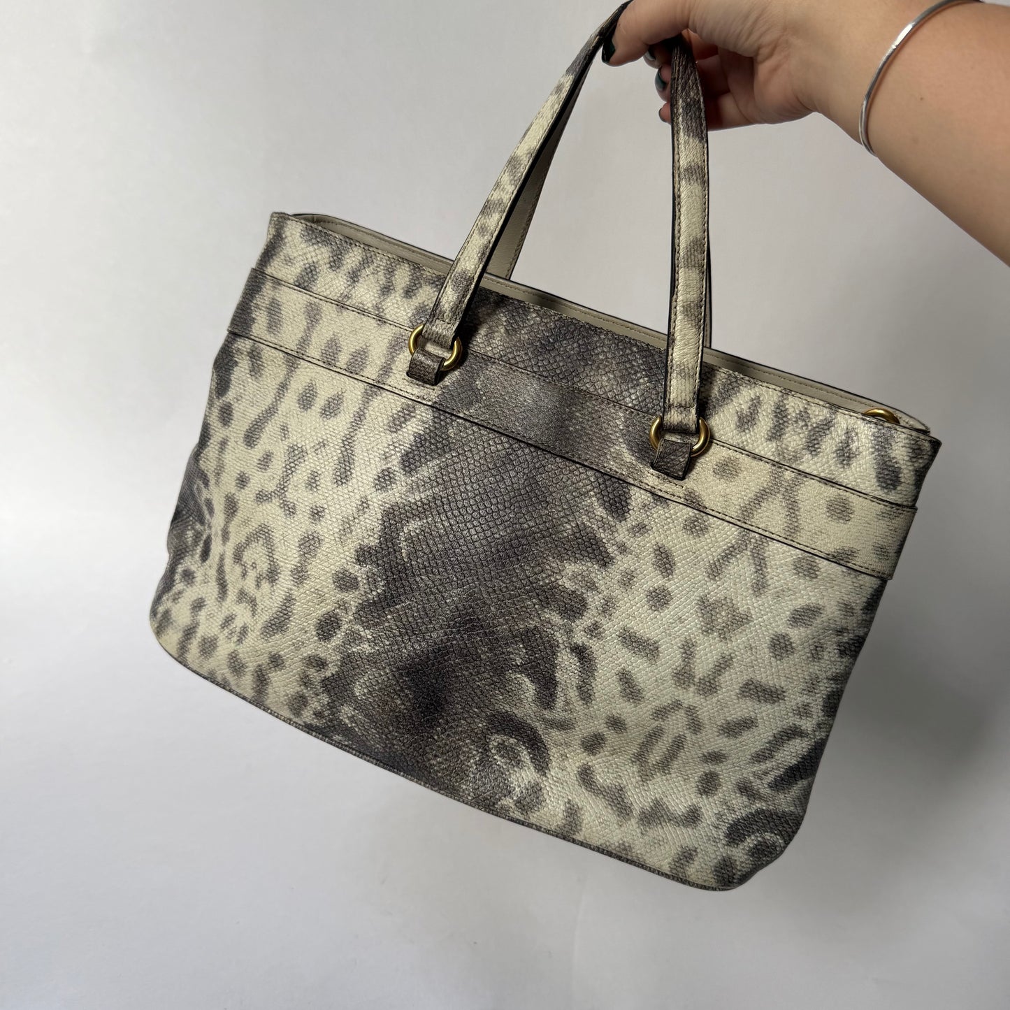 Gucci Gray Multicolored Python Horsebit Shoulder Bag