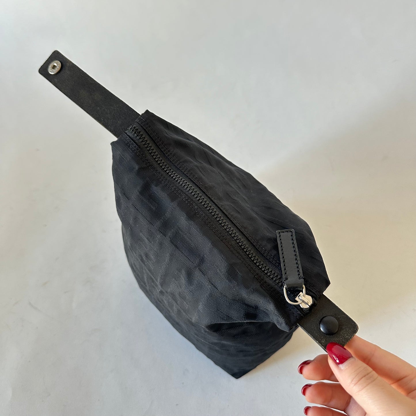 Fendi Black Nylon Zucca Mini Top Handle Bag