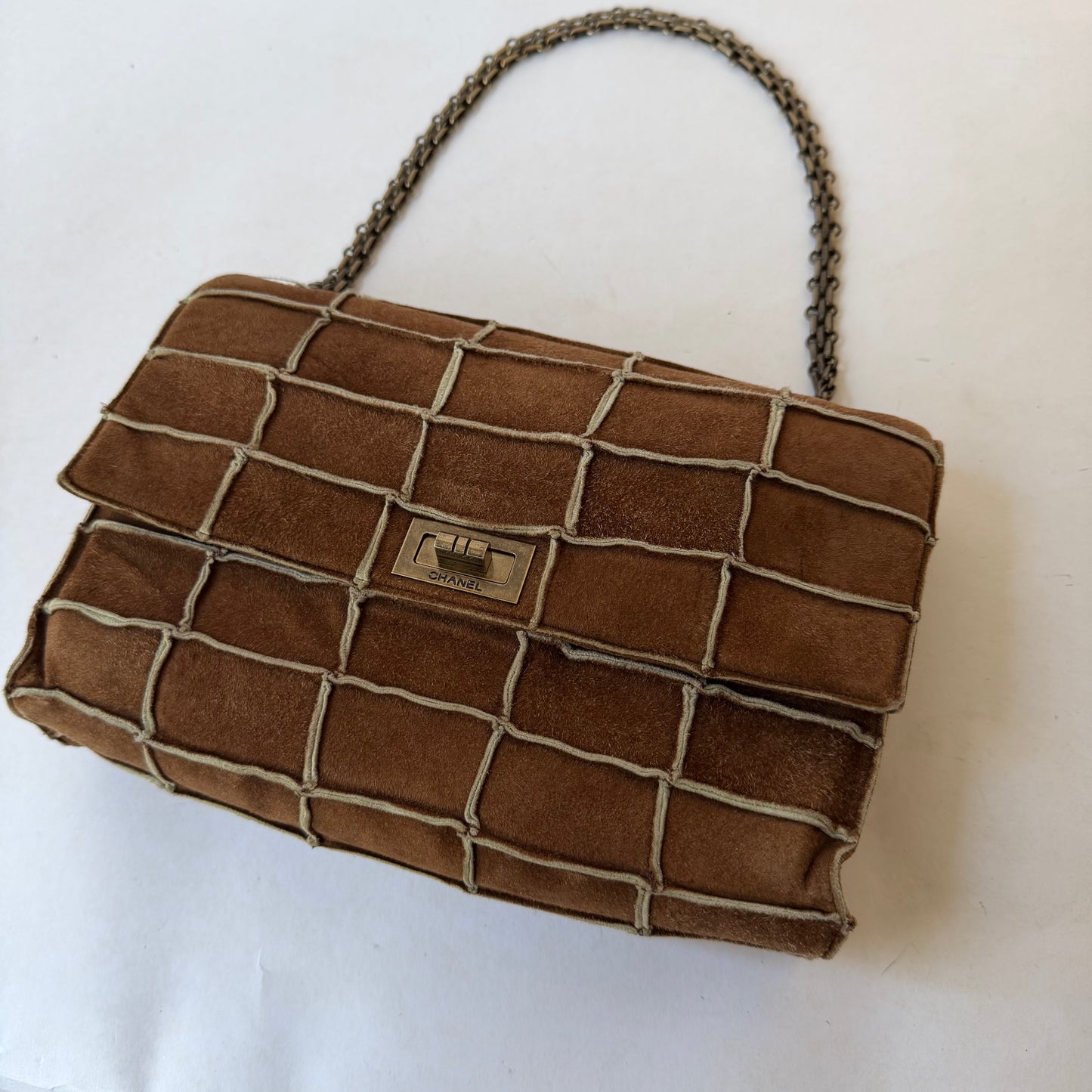 Chanel Brown 2.55 Suede Chocolate Bar Flap