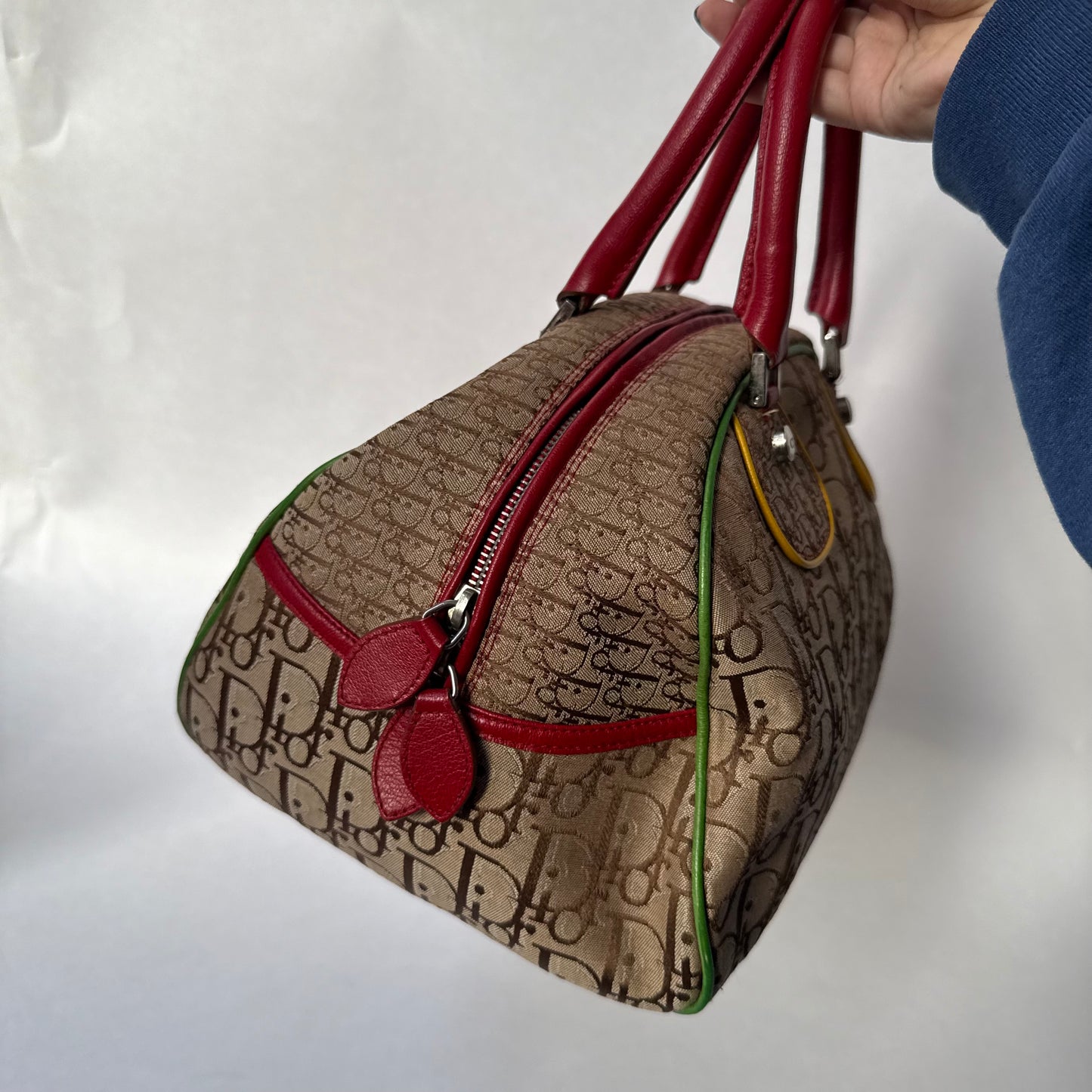 Christian Dior Brown Oblique Monogram Rasta Bowler Bag