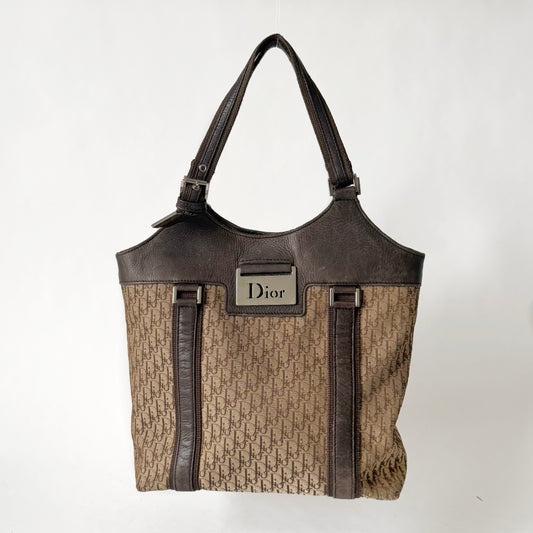 Christian Dior Brown Oblique Monogram Shoulder Tote