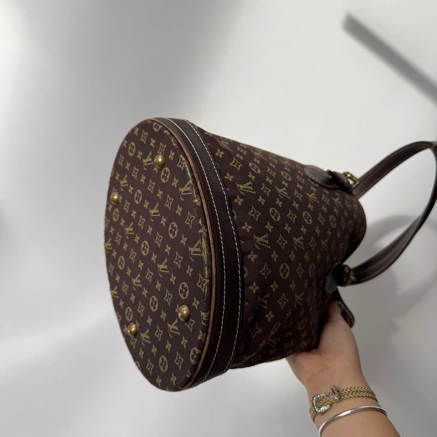 Louis Vuitton Brown Canvas Monogram Mini Lin Bucket PM Shoulder Bag