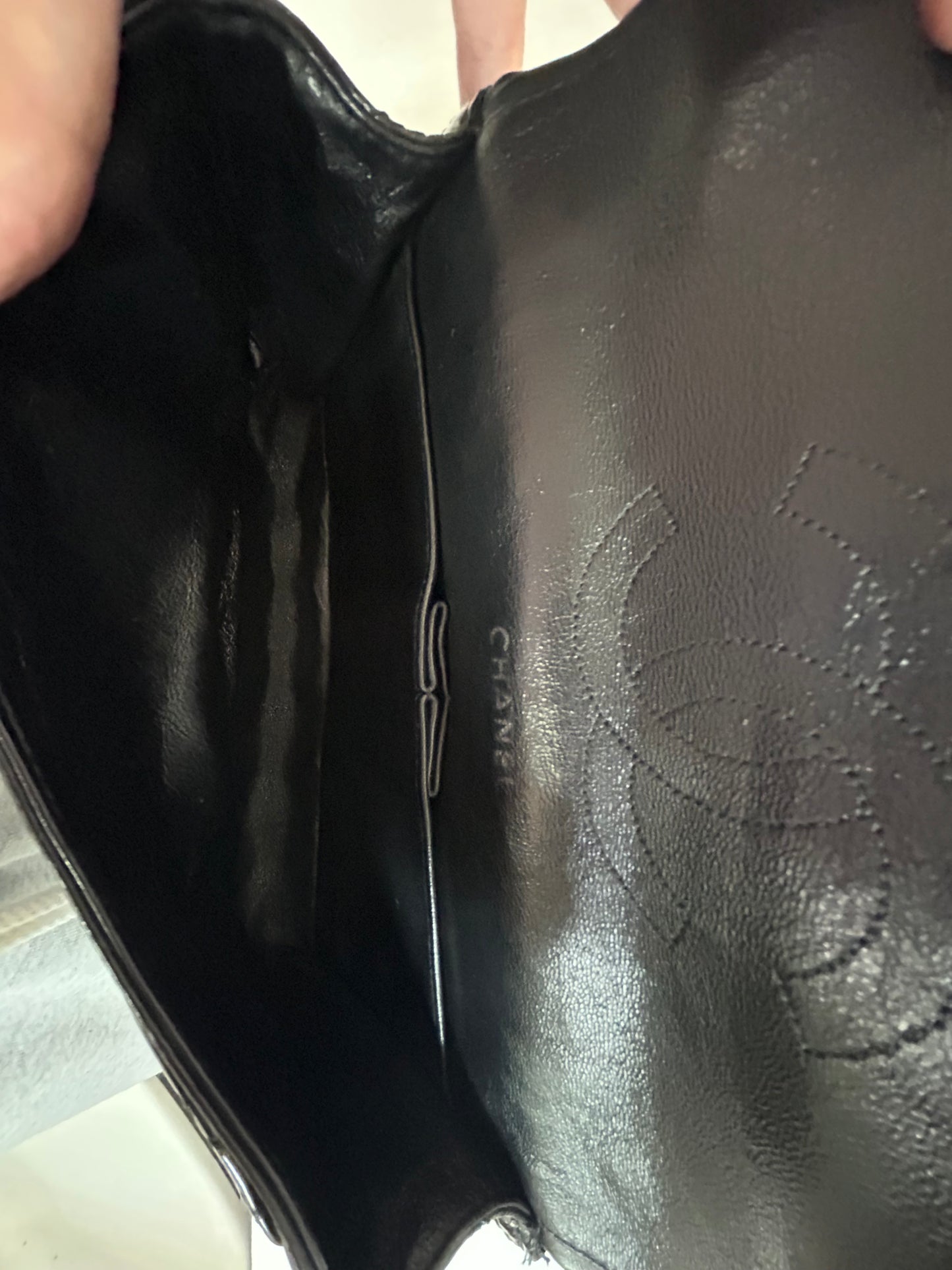Chanel Black Patent Leather Double Flap Shoulder Bag