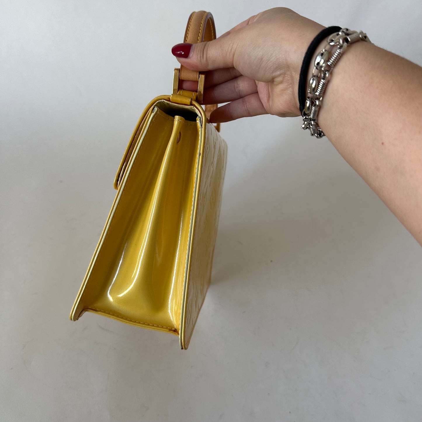 Louis Vuitton Yellow Vernis Spring Street Top Handle Bag