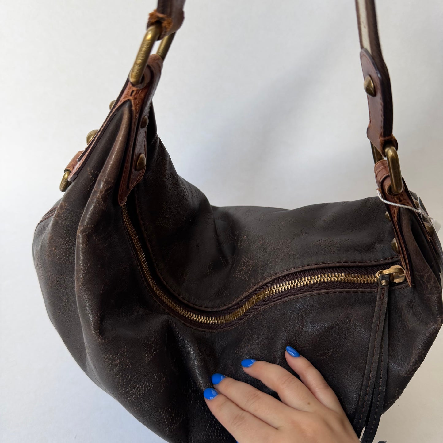 Louis Vuitton Brown Leather Monogram Perforated Mahina Onatah Hobo Bag