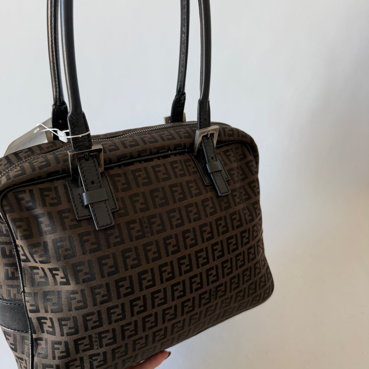Fendi Brown Zucchino Square Shoulder Bag