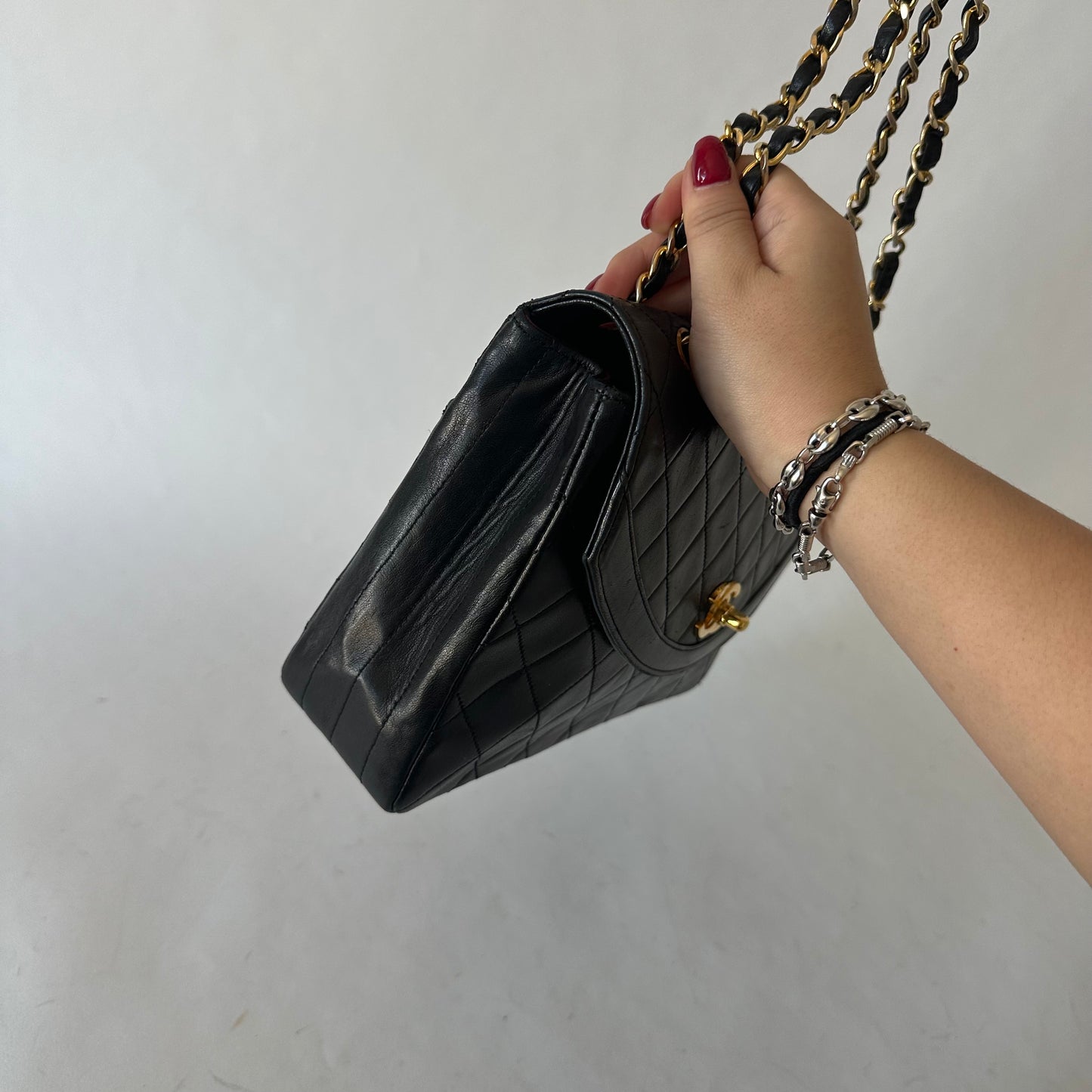 Chanel 90’s 24k GP Black Half Moon Round Mademoiselle Quilted Lambskin Flap Bag