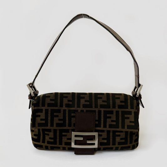 Fendi Brown Zucca Canvas Monogram Baguette