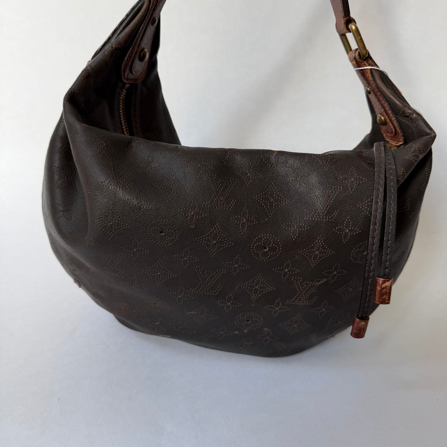 Louis Vuitton Brown Leather Monogram Perforated Mahina Onatah Hobo Bag