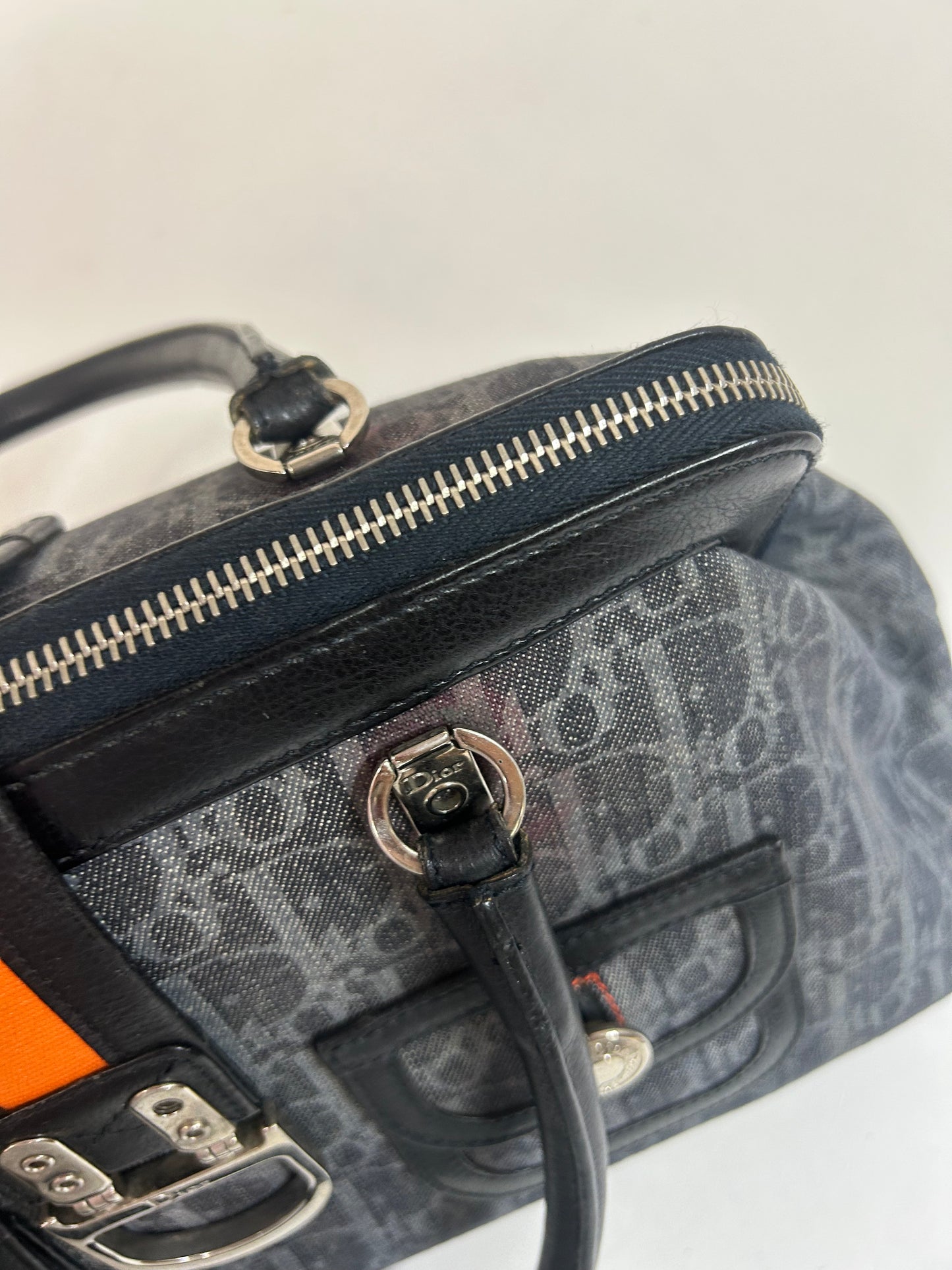 Christian Dior Flight Canvas Top Handle Boston Bag