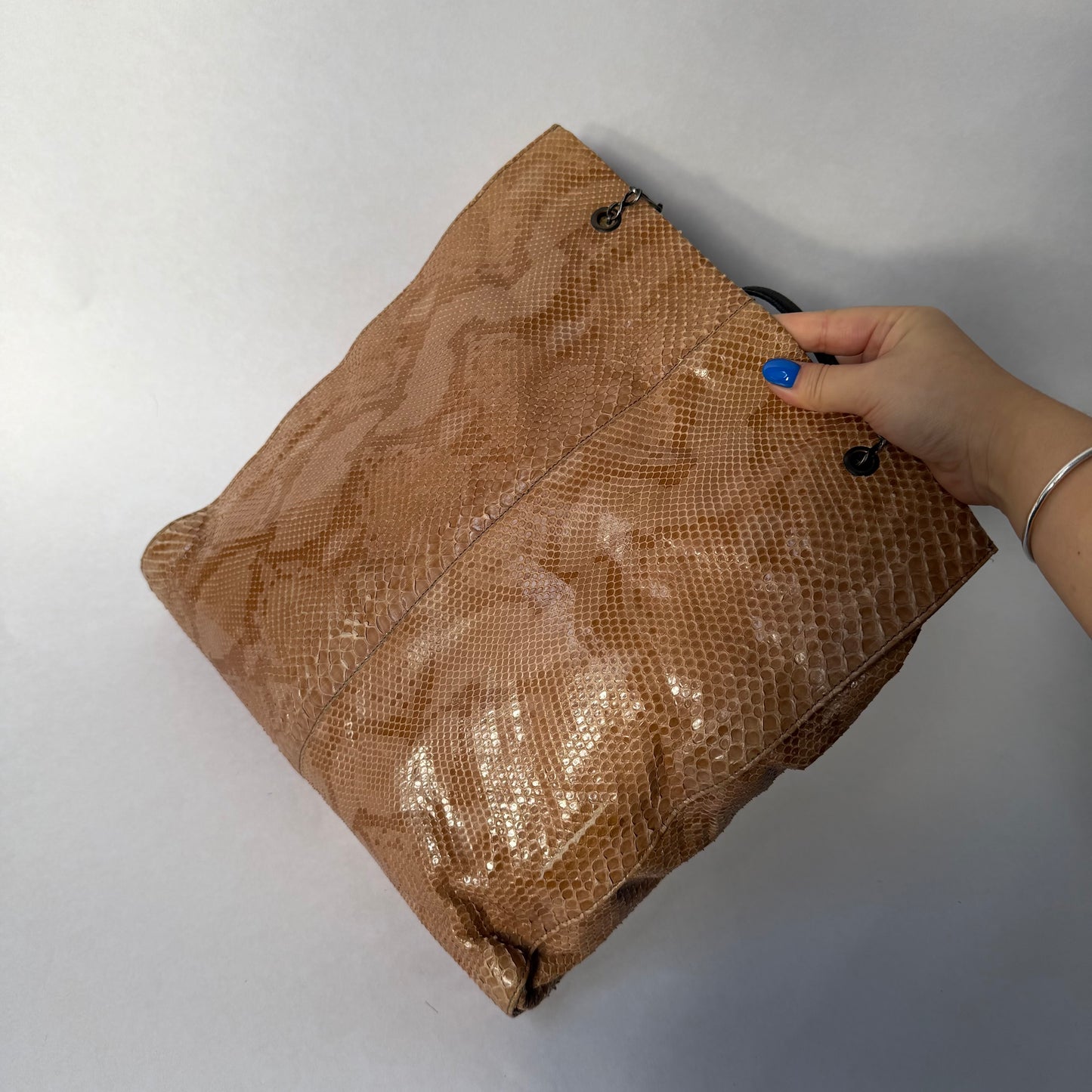 Prada Brown Multicolored Snakeskin Leather Chain Shoulder Bag