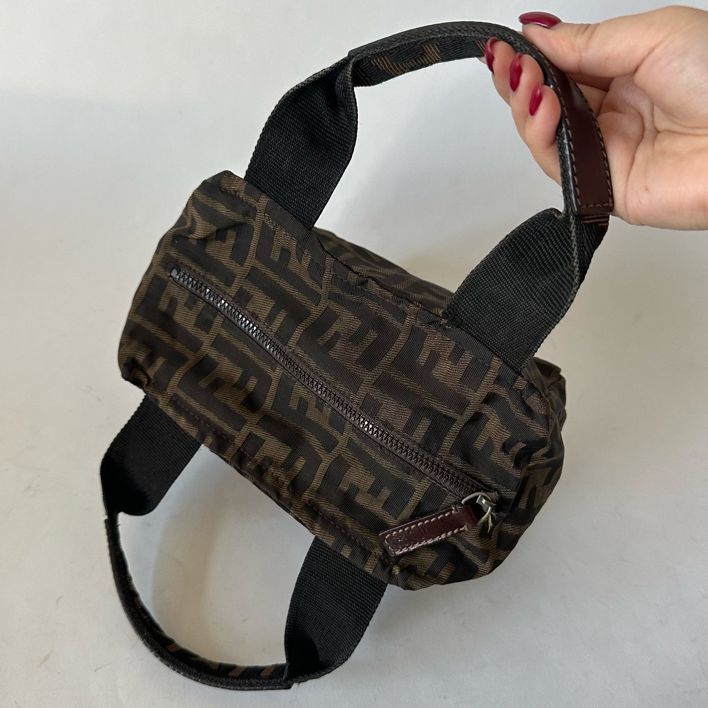 Fendi Brown Zucca Monogram Mini Top Handle Tote
