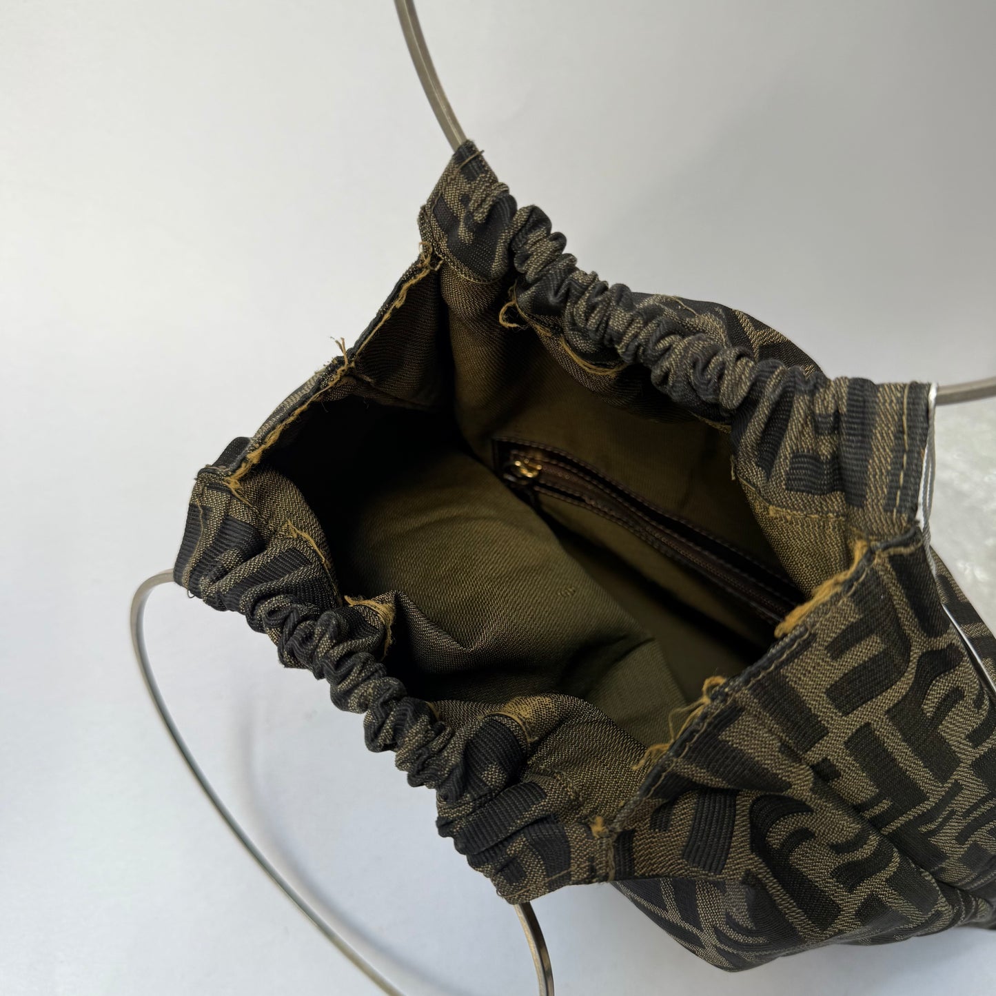Fendi Brown Zucca Canvas Tote w/ Circle Handle