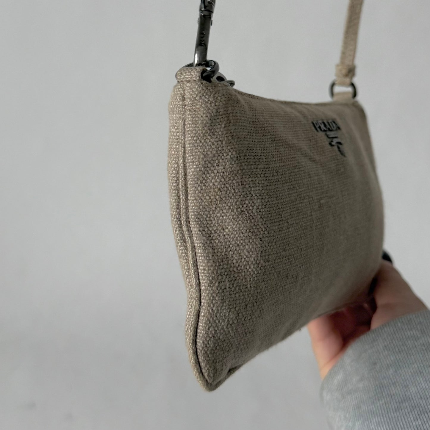Prada Linen Mini Pochette Bag