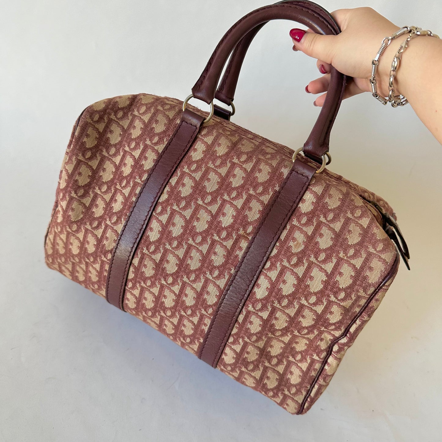 Christian Dior Maroon Red Trotter Boston Bag