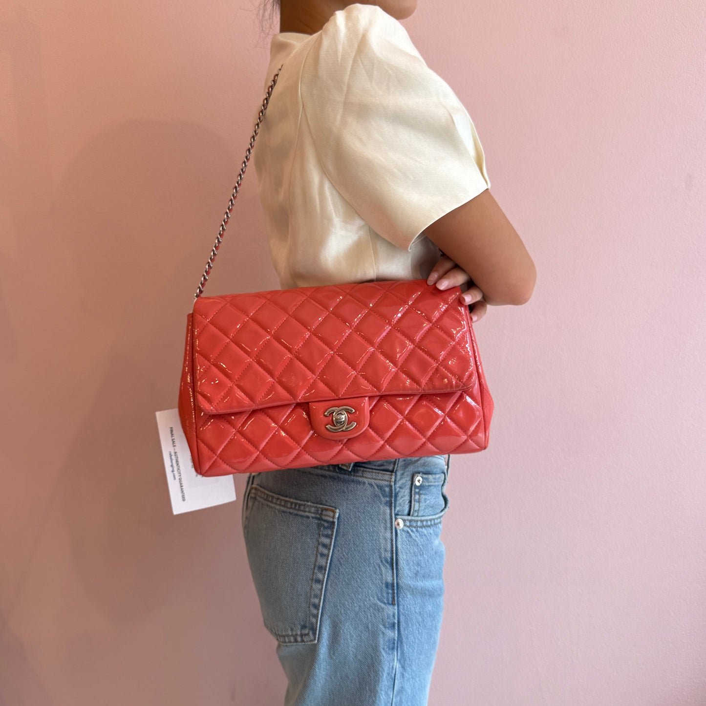 Chanel Coral Patent Leather Flap Shoulder Bag