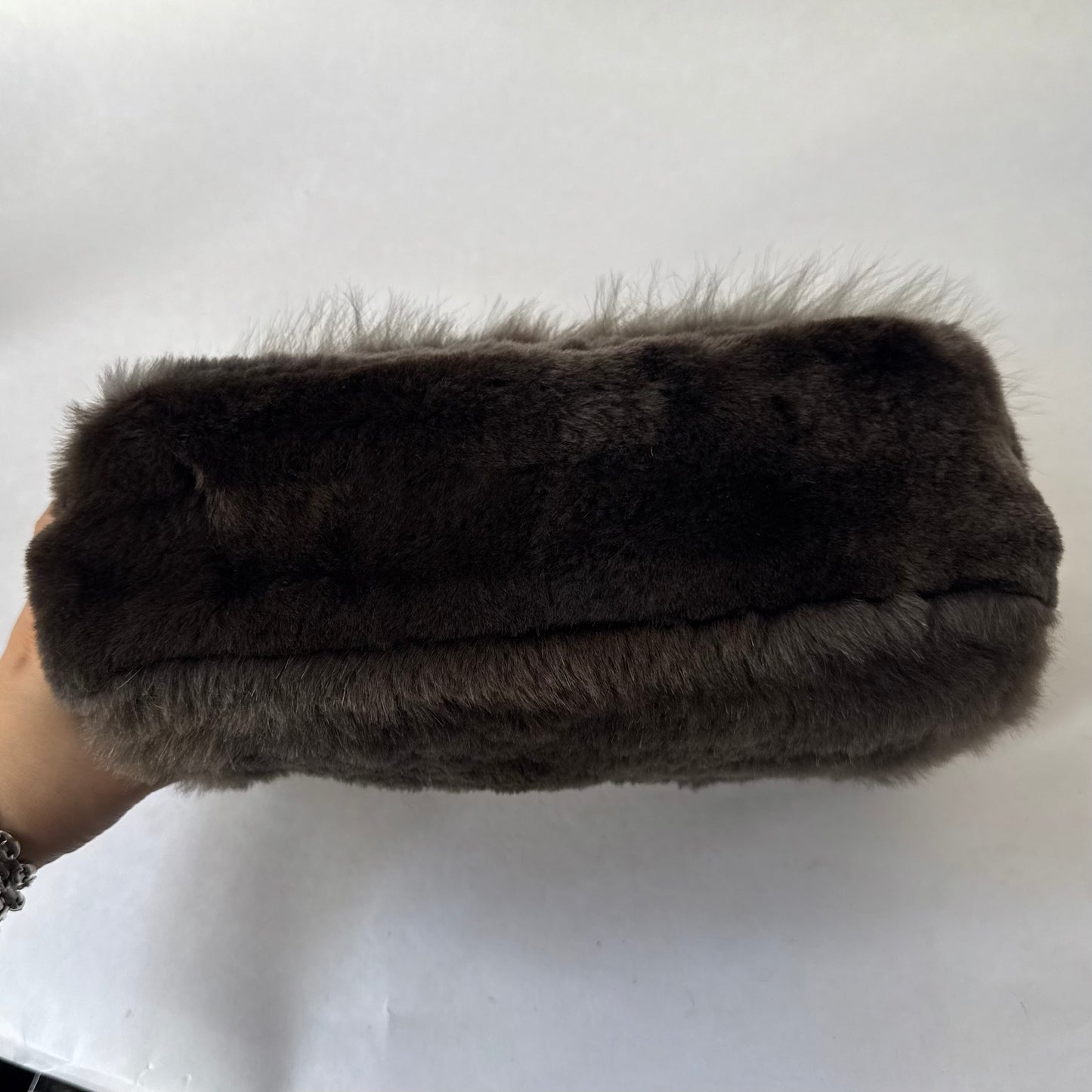 Chanel 2013 Green Ombre Fur Single Large Flap