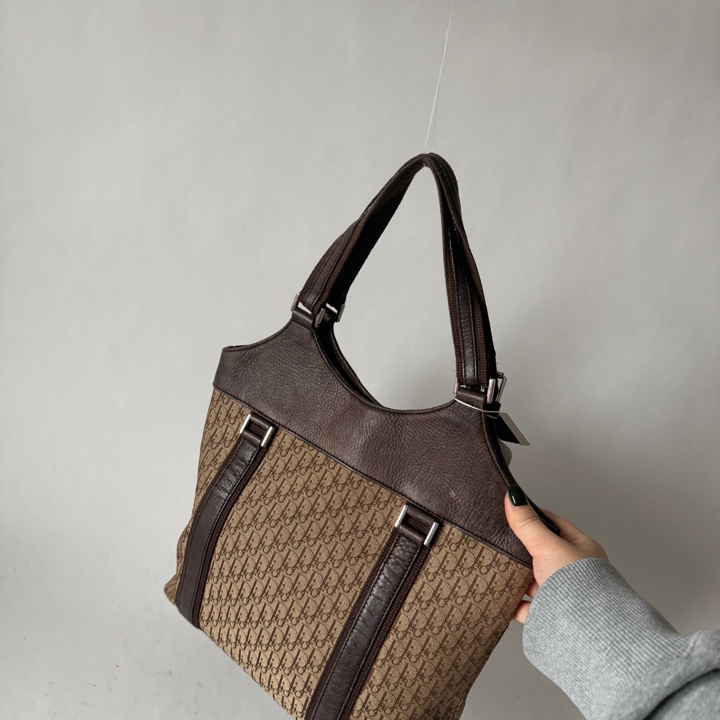 Christian Dior Brown Oblique Monogram Shoulder Tote