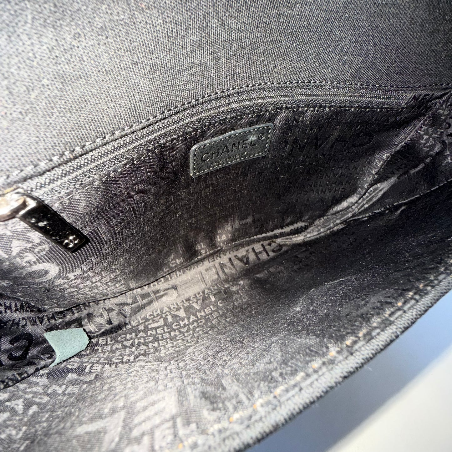 Chanel Black Jersey Chain Shoulder Flap