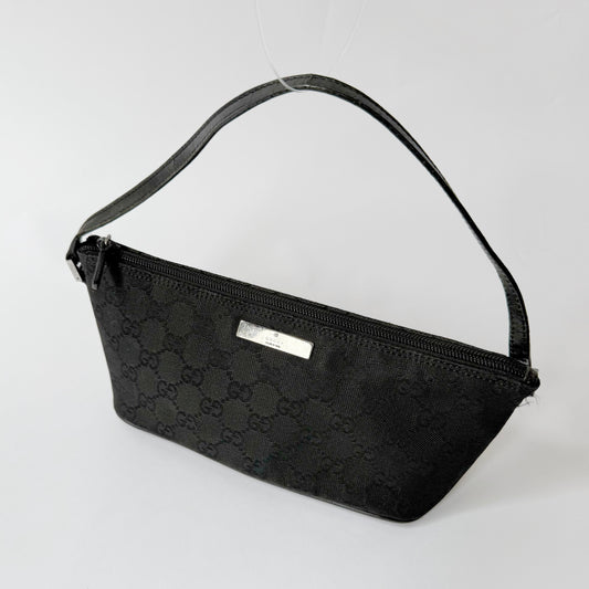 Gucci Black GG Monogram Boat Pochette Mini Bag