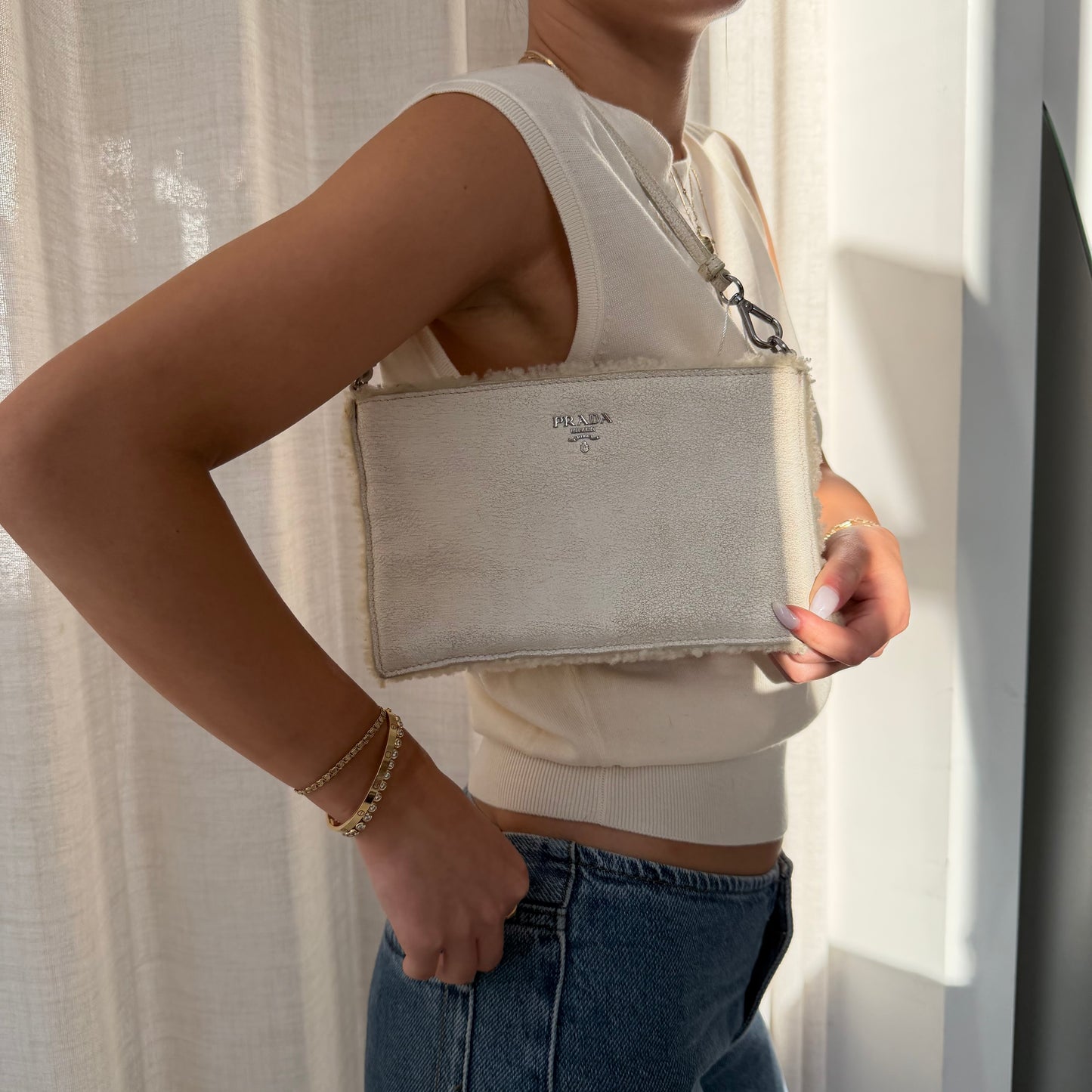 Prada Shearling Mini Pochette