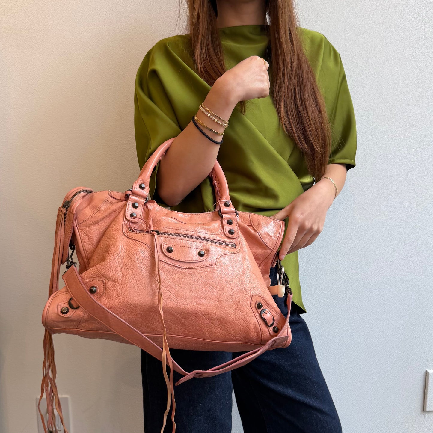 Balenciaga Pink Leather 2 Way City Bag