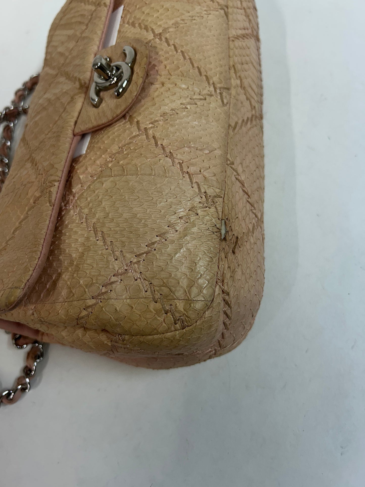 Chanel Peach Python Small Flap Bag