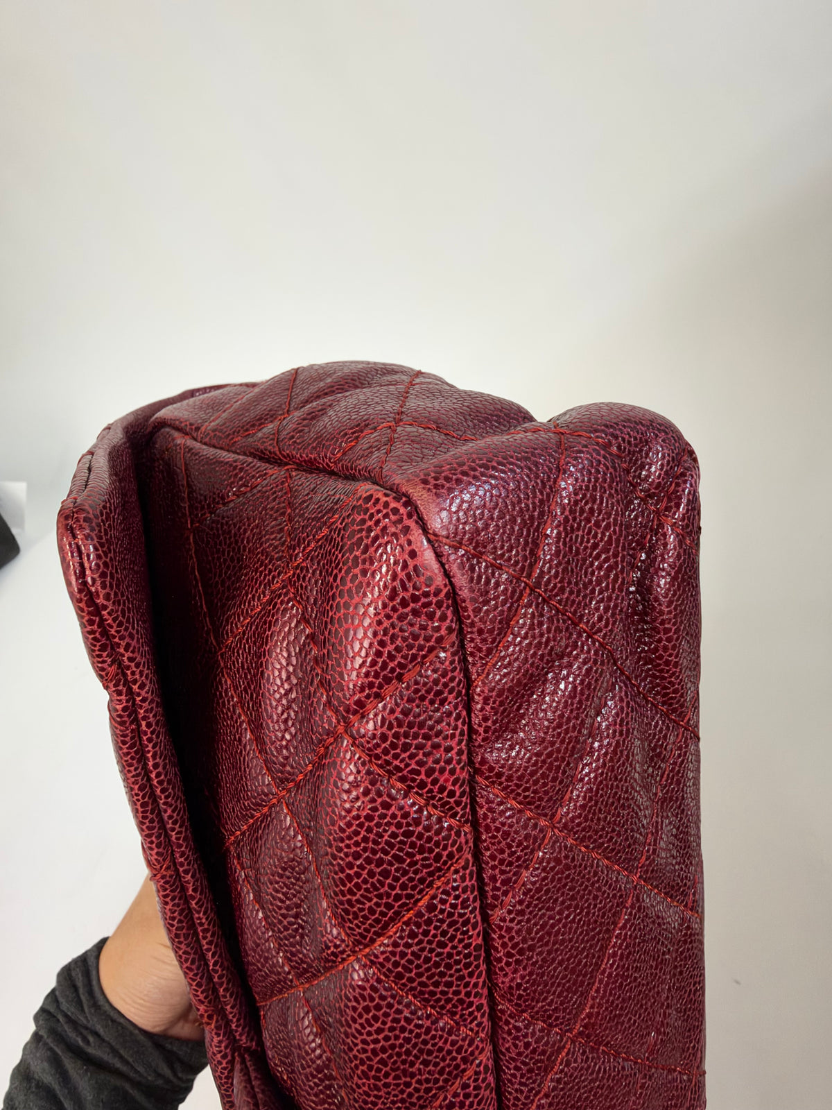 Chanel Red Metallic Leather Camera Easy Flap Bag
