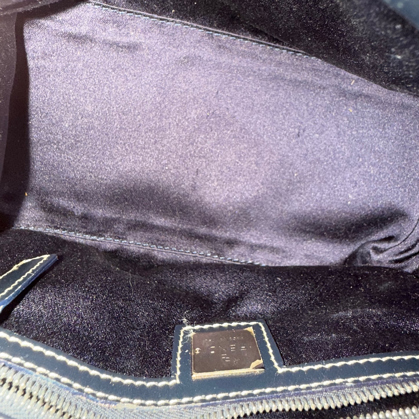 Fendi Navy Zucchino Small Shoulder Bag